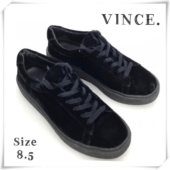 VINCE Neela Velvet Chunky Platform Sneakers in Jet Black Size 8.5 - Picture 1 of 11